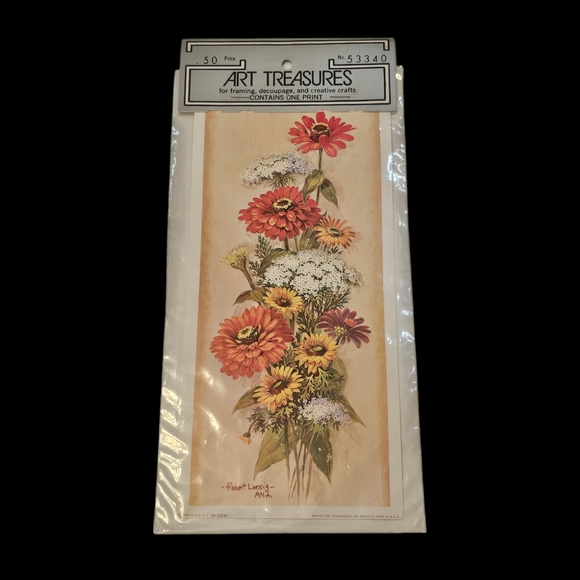 VTG 1966 Art Treasures Print by Robert Laessig - ANA 13" x 5" Framing Decoupage - Picture 4 of 7
